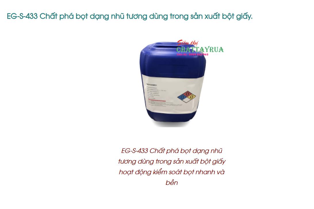 EG-S-433 Chất phá bọt dạng nhũ tương dùng trong sản xuất bột giấy hoạt động kiểm soát bọt nhanh và bền